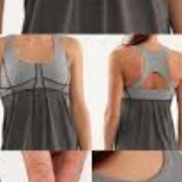 LULULEMON RUN YOUR HEART OUT GRAY STRIPE SIZE 10 - Picture 1 of 7